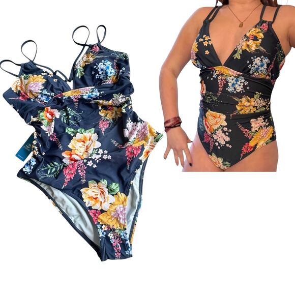 NEW Cupshe SWIMSUIT Women's LG Tropical Floral Cutout One-Piece Bathing Suit NWT - Picture 11 of 15